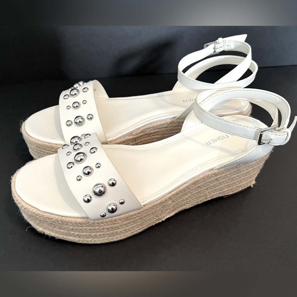 Marc Fisher Women's Joyce Ankle Strap Studded Espadrille Platform Sandals